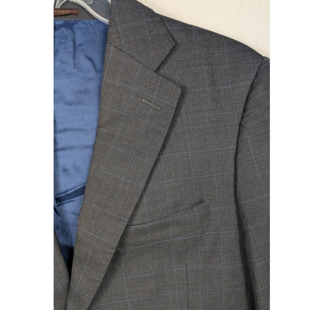 J. Hilburn Vitale‎ Barberis Gray Plaid Wool Blazer Bespoke Size 39R Sport Coat